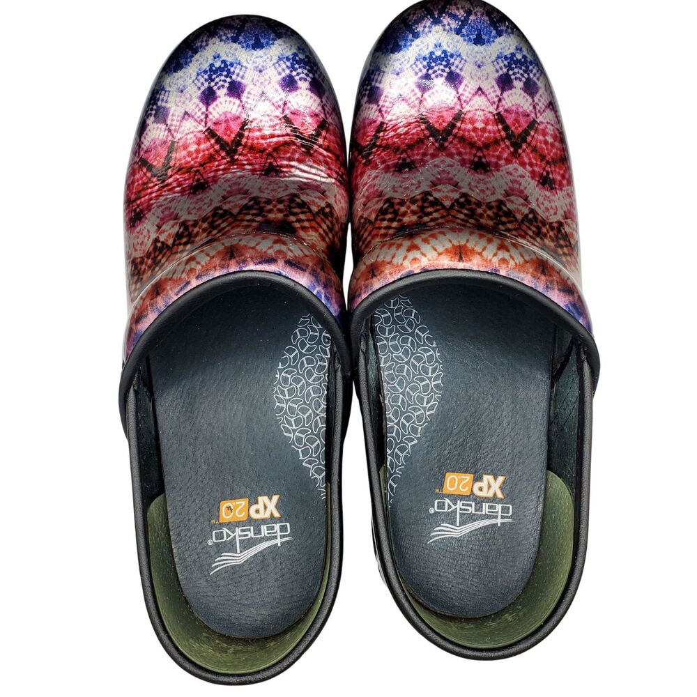Dansko XP 2.0 Metallic Tie-Dye Patent Leather Professional Clogs US Size 6.5-7